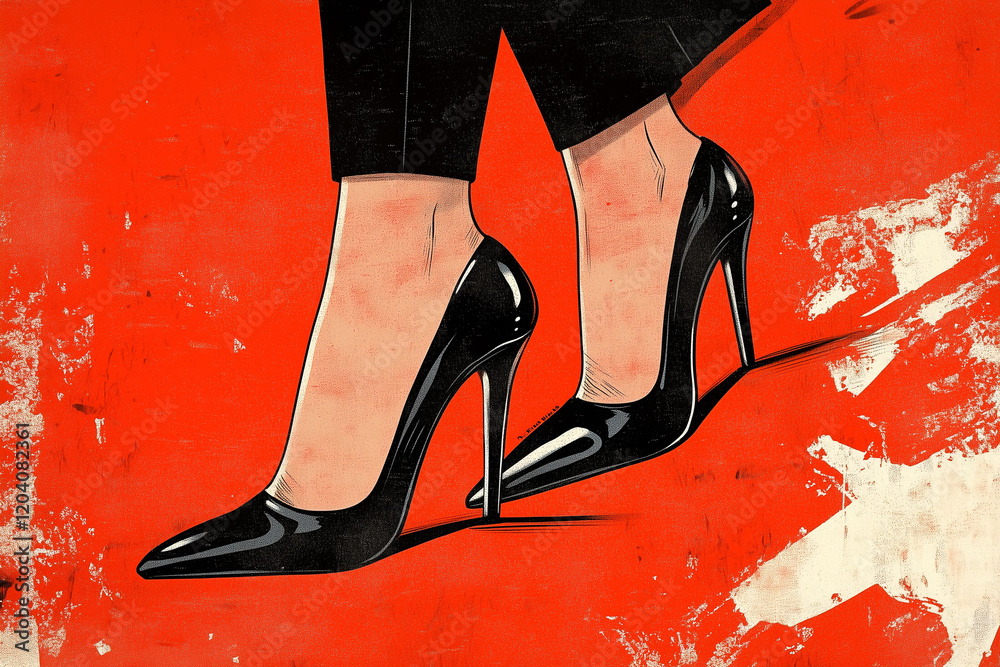 Illustration of high heel shoe