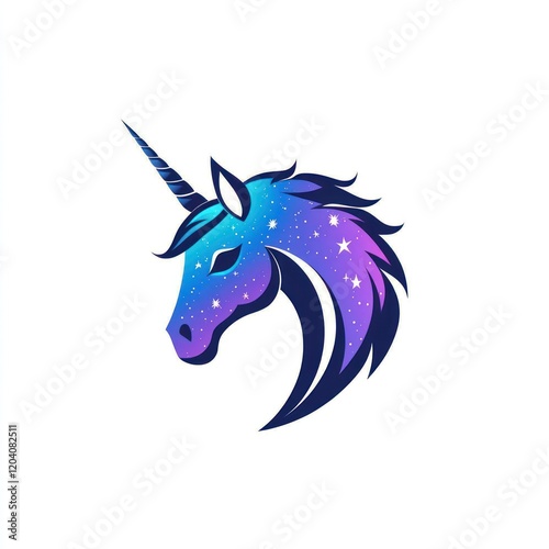 Wallpaper Mural Magical unicorn head profile, fantasy, graphic design, digital art, for children's products Torontodigital.ca