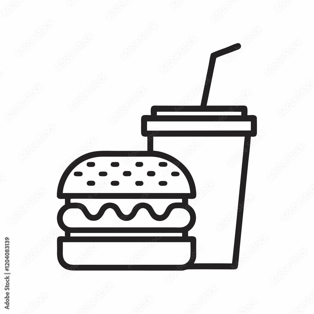 Cheeseburger and Soda Logo outline Vector. Cheeseburger and Soda Logo outline Vector.