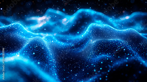 Futuristic Abstract Digital Terrain in Blue Hues