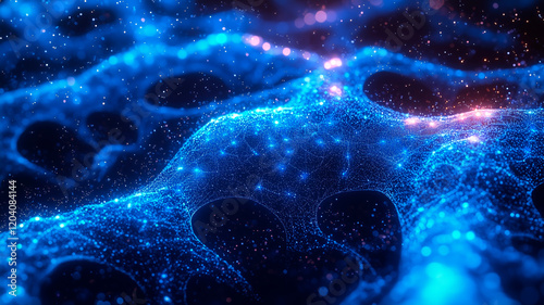 Futuristic Abstract Digital Terrain in Blue Hues