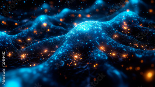 Futuristic Abstract Digital Terrain in Blue Hues