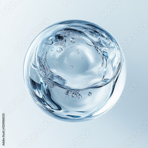 water liquid bubble, drops, transparent sphere ball, moisture serum, molecules soap, water splash
