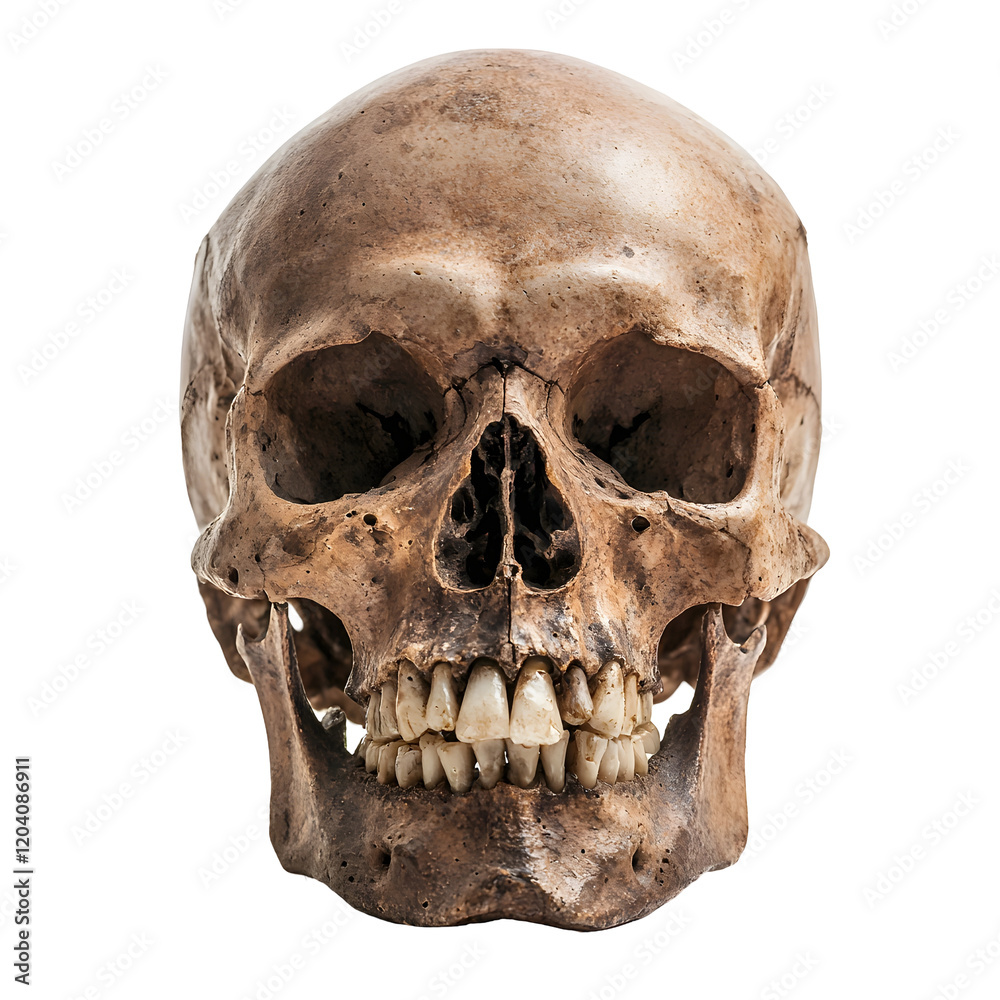 Obraz premium Detailed Photographic Study of a Skull on a Clean White Background