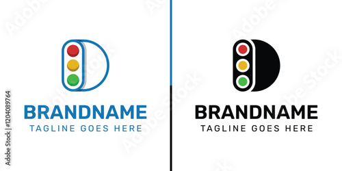 Letter D Traffic Light Logo Set, for  in technology, navigation, transportation, or communication companies