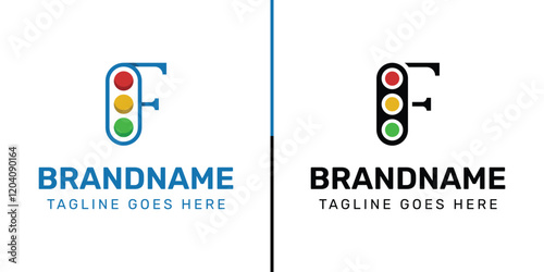 Letter F Traffic Light Logo Set, for  in technology, navigation, transportation, or communication companies