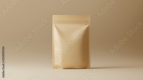 A clean, minimalistic paper pouch with a zip-lock seal, isolated on a neutral surface.