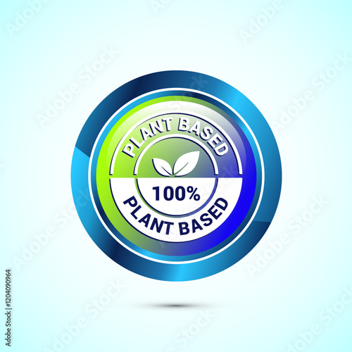 Plant based product icon design illustration. plant based food, natural ingredients. Glossy round button design