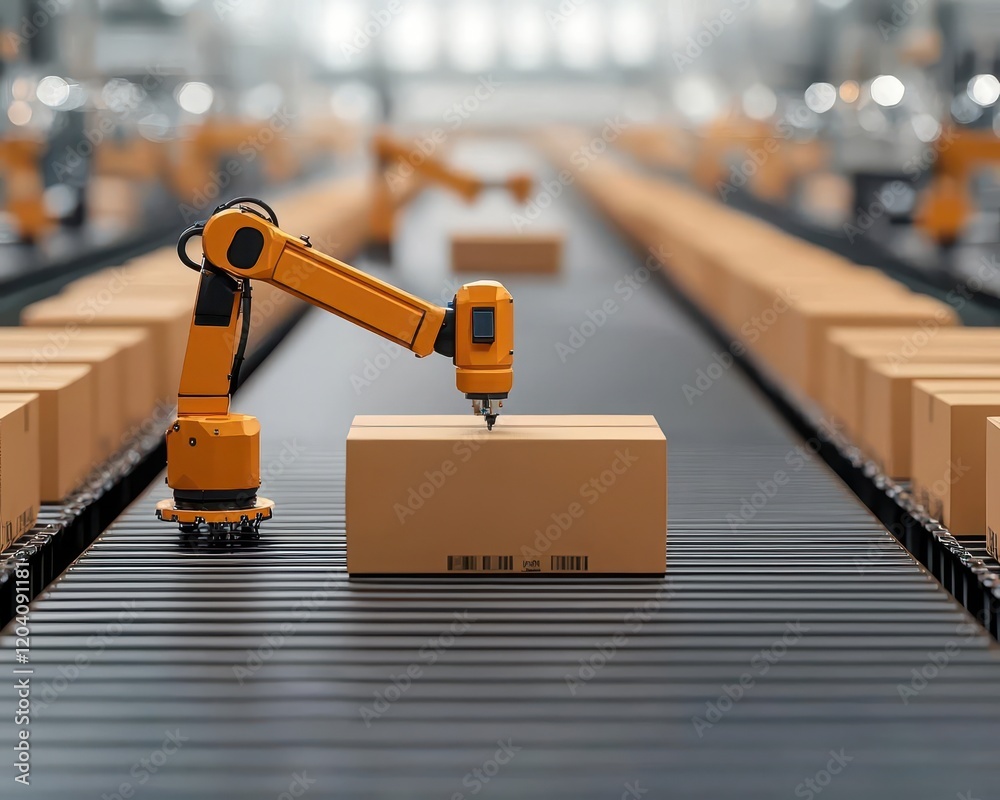 Fototapeta premium Smart factories crafting automated packaging and sorting machines
