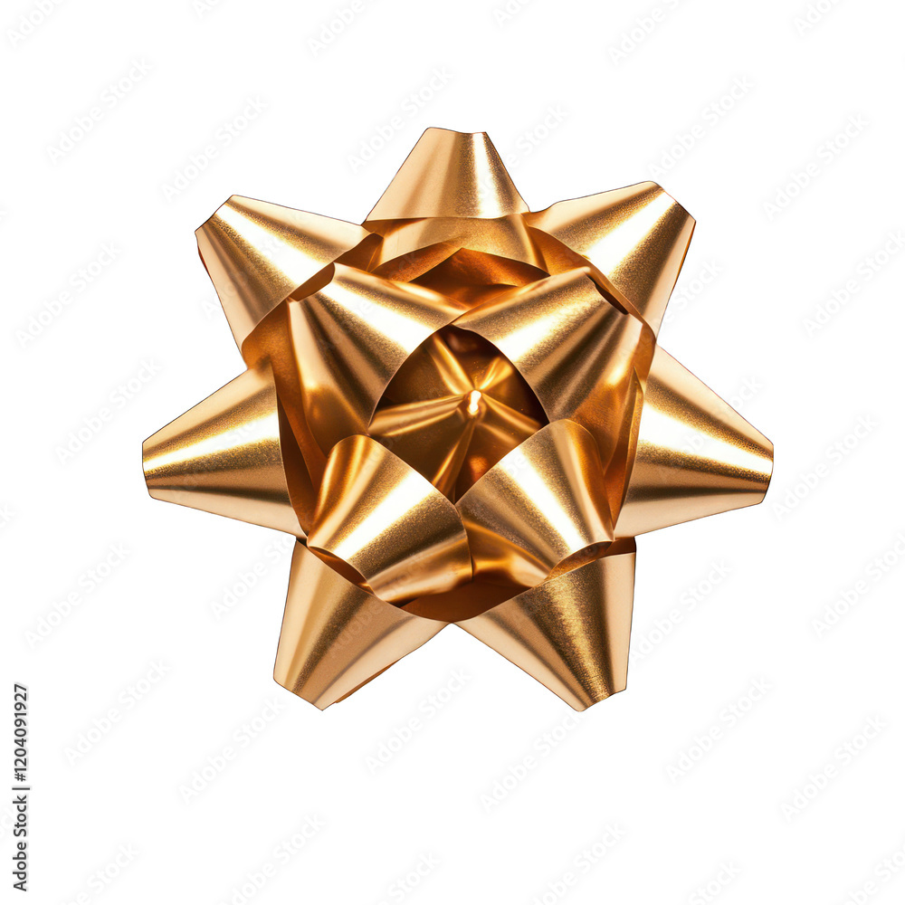 Golden ribbon with bow top view isolated on transparent background Golden ribbon with bow top view isolated on transparent background