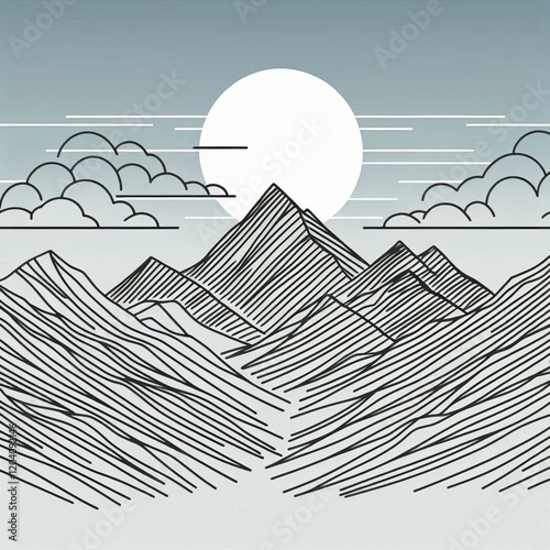 Line art mountain range A minimalist depiction of a mountain ran