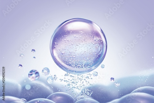 Floating soap bubble with sparkling details.