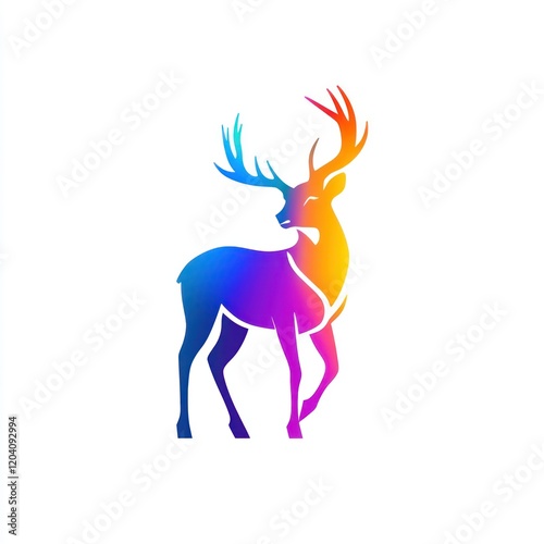 Colorful deer silhouette graphic design, logo potential photo