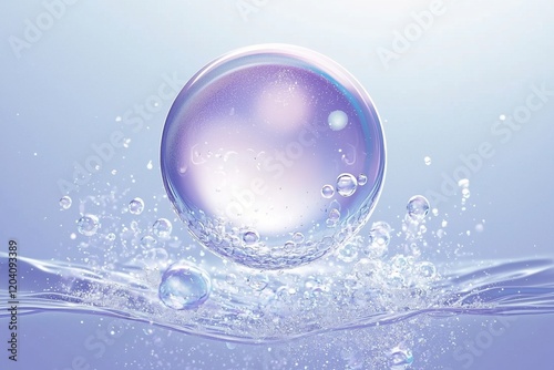 A serene bubble floating on water's surface.