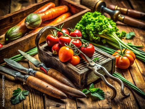 Vintage Close-Up of Antique Vegetable Cutting Tools