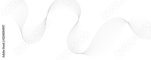 Gray wave curve lines abstract background with flowing particles. Digital energy waves technology concept. Modern backdrop design for business, presentation, banner.