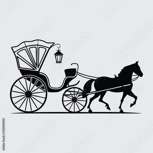 Horse charring  image silhouette vector art and illustration
