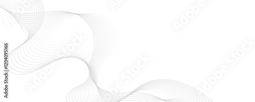 Gray wave curve lines abstract background with flowing particles. Digital energy waves technology concept. Modern backdrop design for business, presentation, banner.