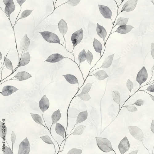 Delicate gray leaves seamless pattern design