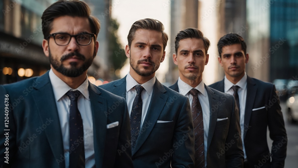 Men in suits and ties standing next to each other Men in suits and ties standing next to each other