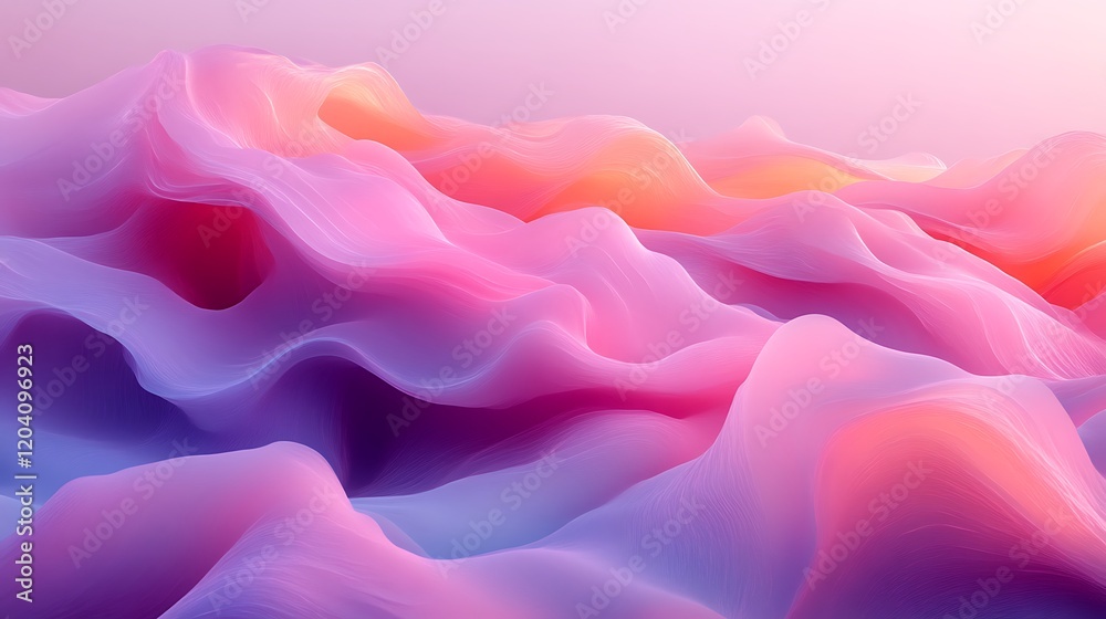Fototapeta premium Abstract Pink Purple Waves Flowing Landscape