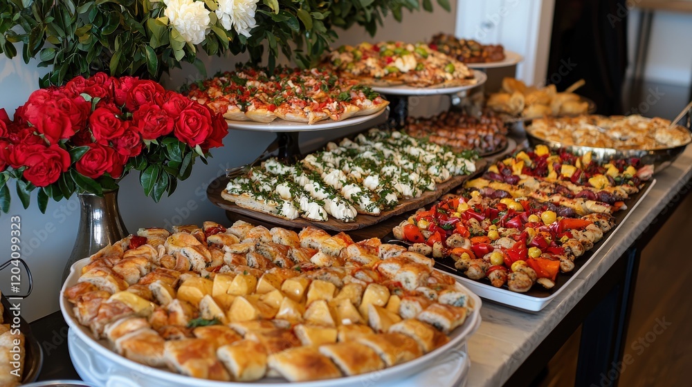Obraz premium Large Spread of Traditional Chinese Feast for New Year Celebration
