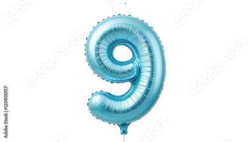 Light blue number nine foil balloon.