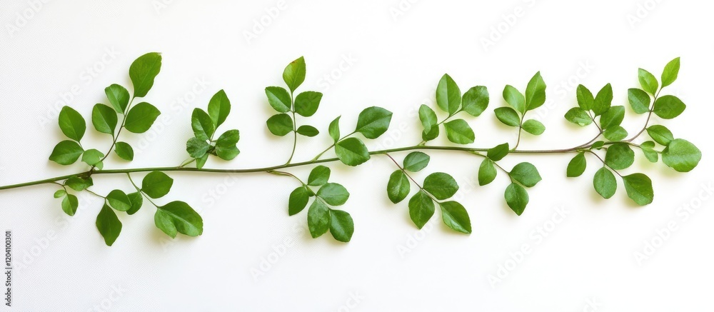 Green foliage branch with multiple leaves on a white background Copy Space Green foliage branch with multiple leaves on a white background Copy Space