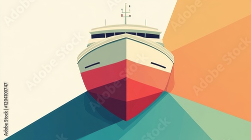 cargo ship flat design front view global shipping theme animation Triadic Color Scheme photo