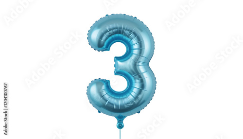 Light blue number three foil balloon. photo