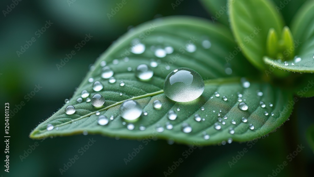 Close-up of a leaf with water droplets Close-up of a leaf with water droplets