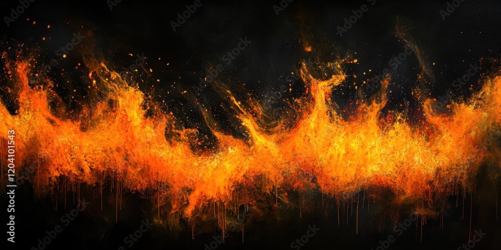 Dynamic flames against dark background