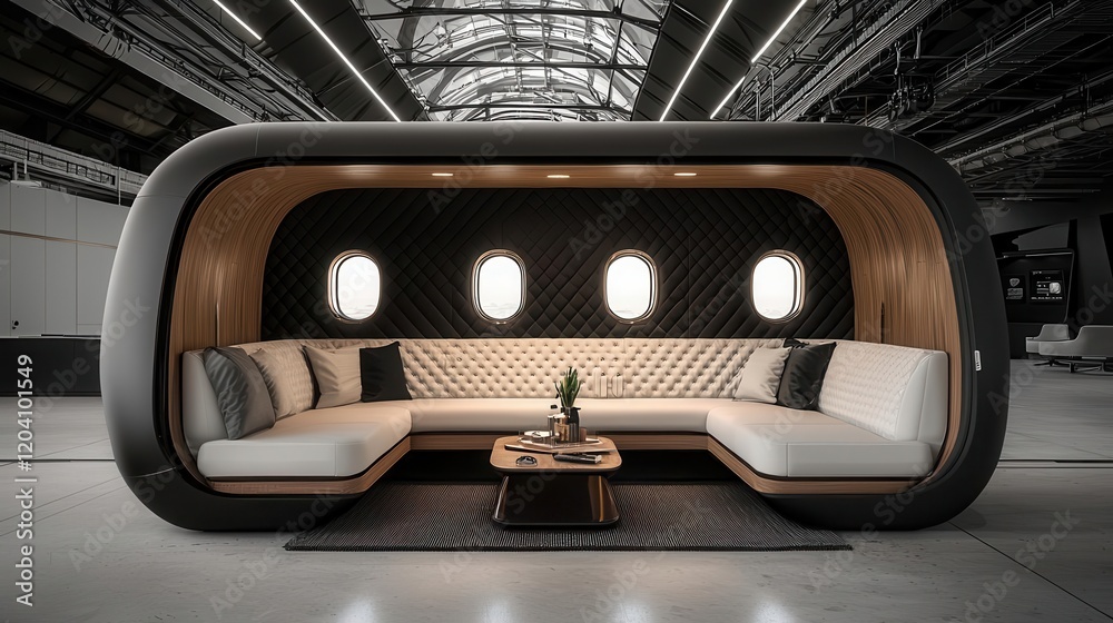Obraz premium Egglike luxury pod with glossy exteriors and quilted interiors, an exclusive design for jetsetters