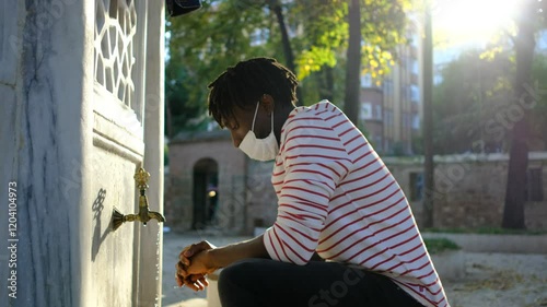 Muslim african man ablution
