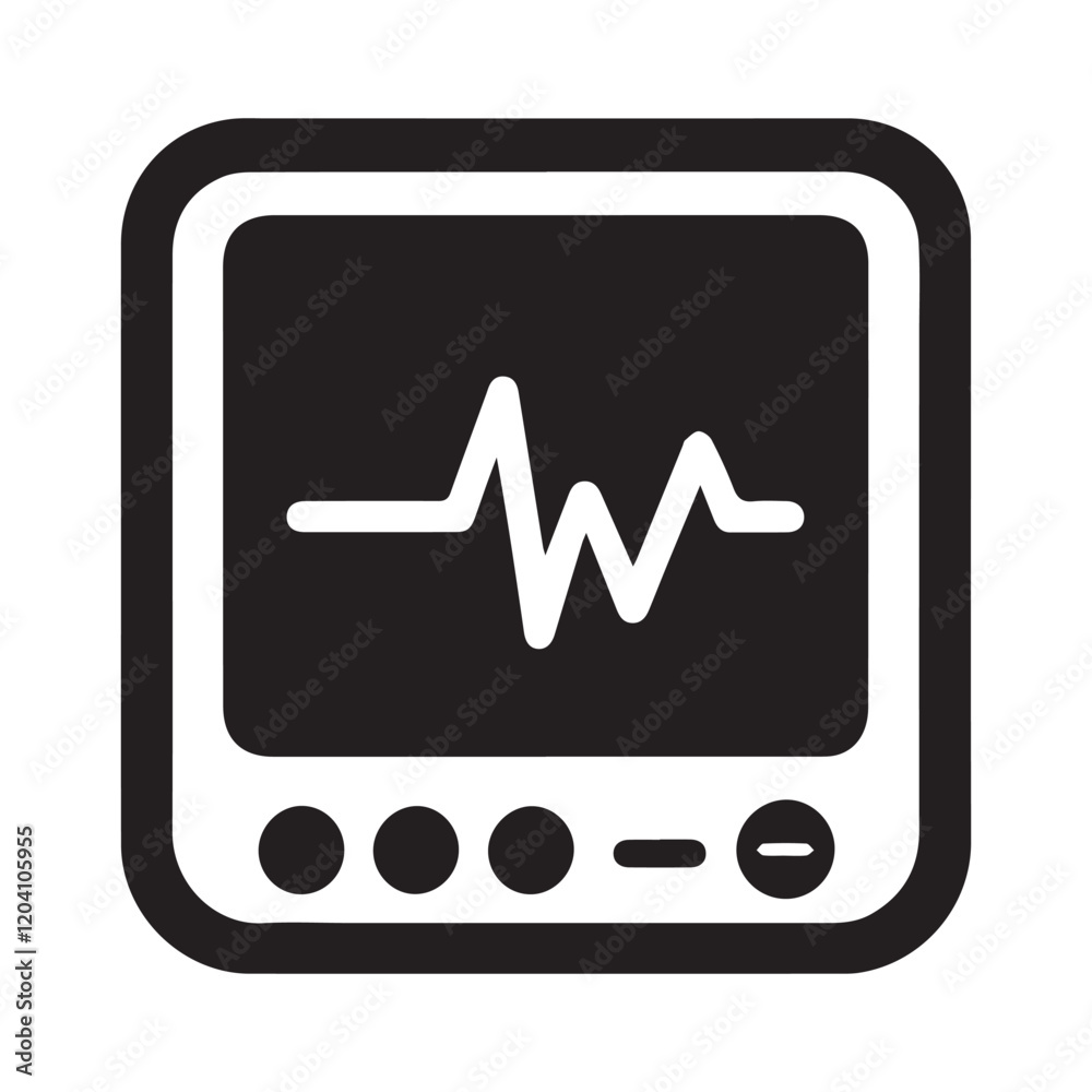 Hospital and medical health care ECG Monitor icon silhouette vector illustration Hospital and medical health care ECG Monitor icon silhouette vector illustration