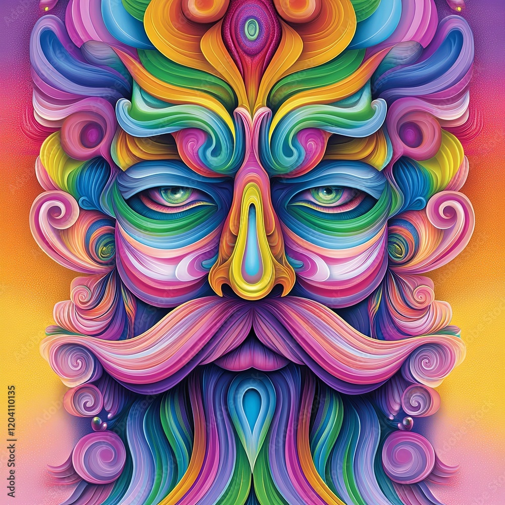 Fototapeta premium Vibrant Abstract Portrait with Colorful Patterns