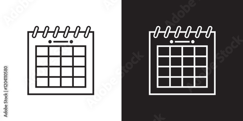 Print calendar vector icon . isolated transparent . planning - meeting sign . month week day . black outline and filled version  . 1176