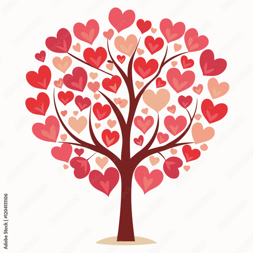 Valentine Day Heart Tree Background on a isolated white background Valentine Day Heart Tree Background on a isolated white background