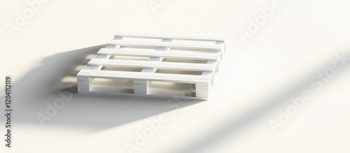 White wooden pallet on a light surface with soft shadows and Copy Space for text placement