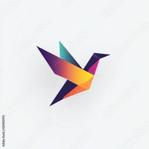 Colorful origami bird graphic design, modern art, abstract symbol photo