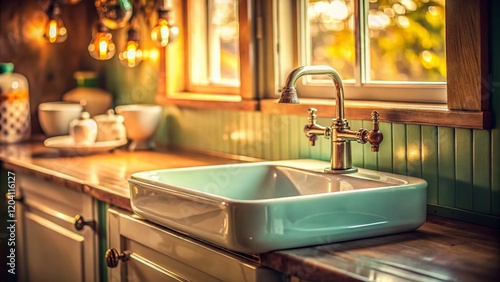 Vintage Style Kitchen Sink - Retro Lavello Design, Enamel, Farmhouse