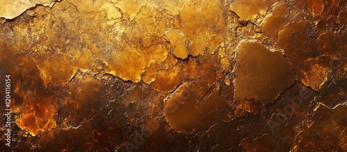 Abstract textured background with warm brown and gold tones featuring cracked surface and organic patterns. Copy Space available. photo