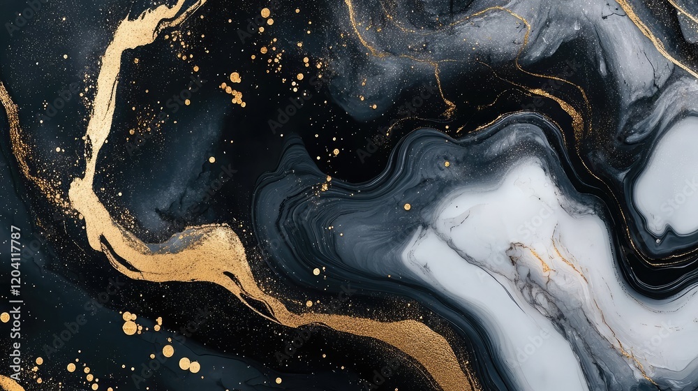 Black and Gold Abstract Marble Texture with Swirls and Copy Space for Text Black and Gold Abstract Marble Texture with Swirls and Copy Space for Text