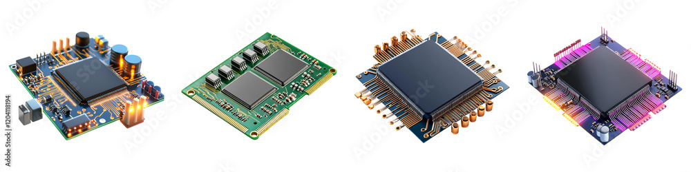 circuit board and Clipart concept. Microchips on a Transparent background circuit board and Clipart concept. Microchips on a Transparent background