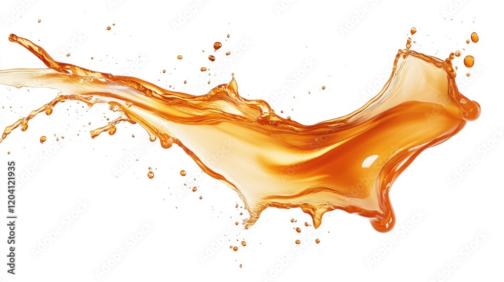 Liquid splash of orange juice with droplets on white background Copy Space Liquid splash of orange juice with droplets on white background Copy Space