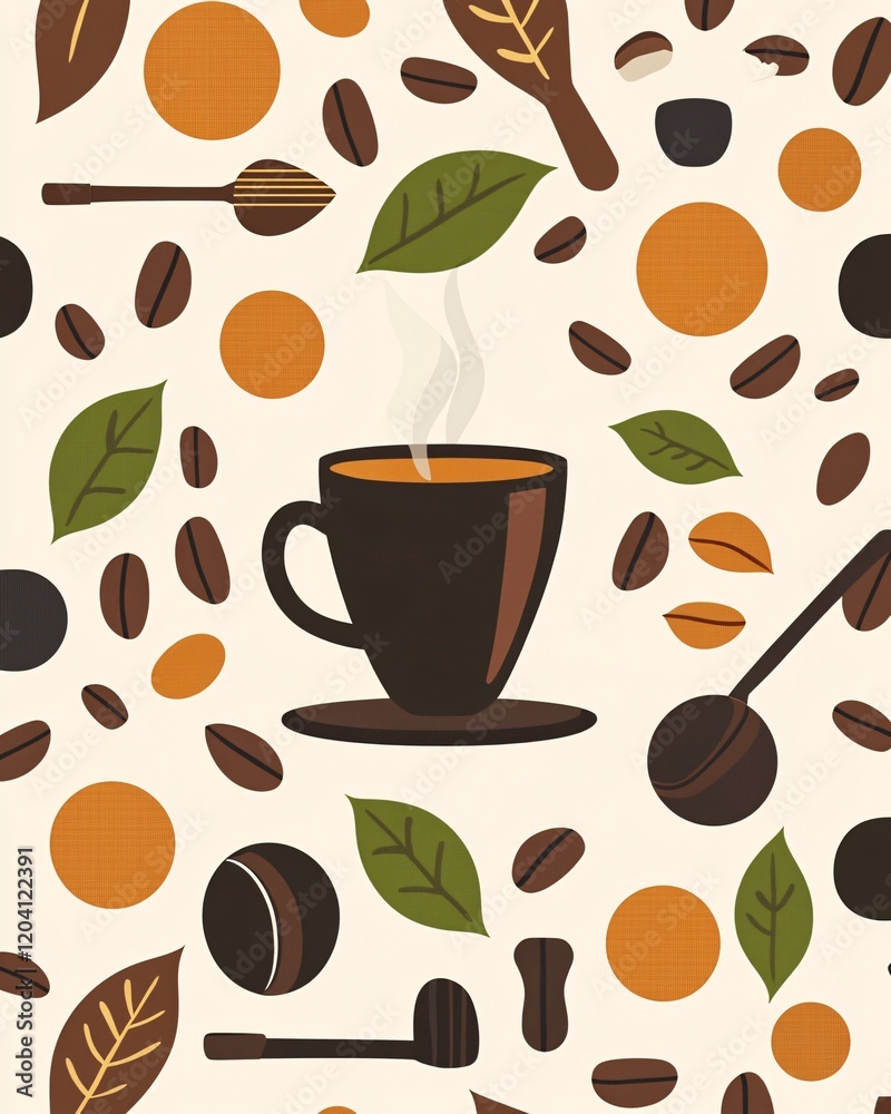 Obraz premium Minimalistic Vector Background with Coffee Theme