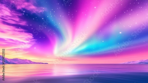 Softly Glowing Aurora Borealis in Pastel Hues
