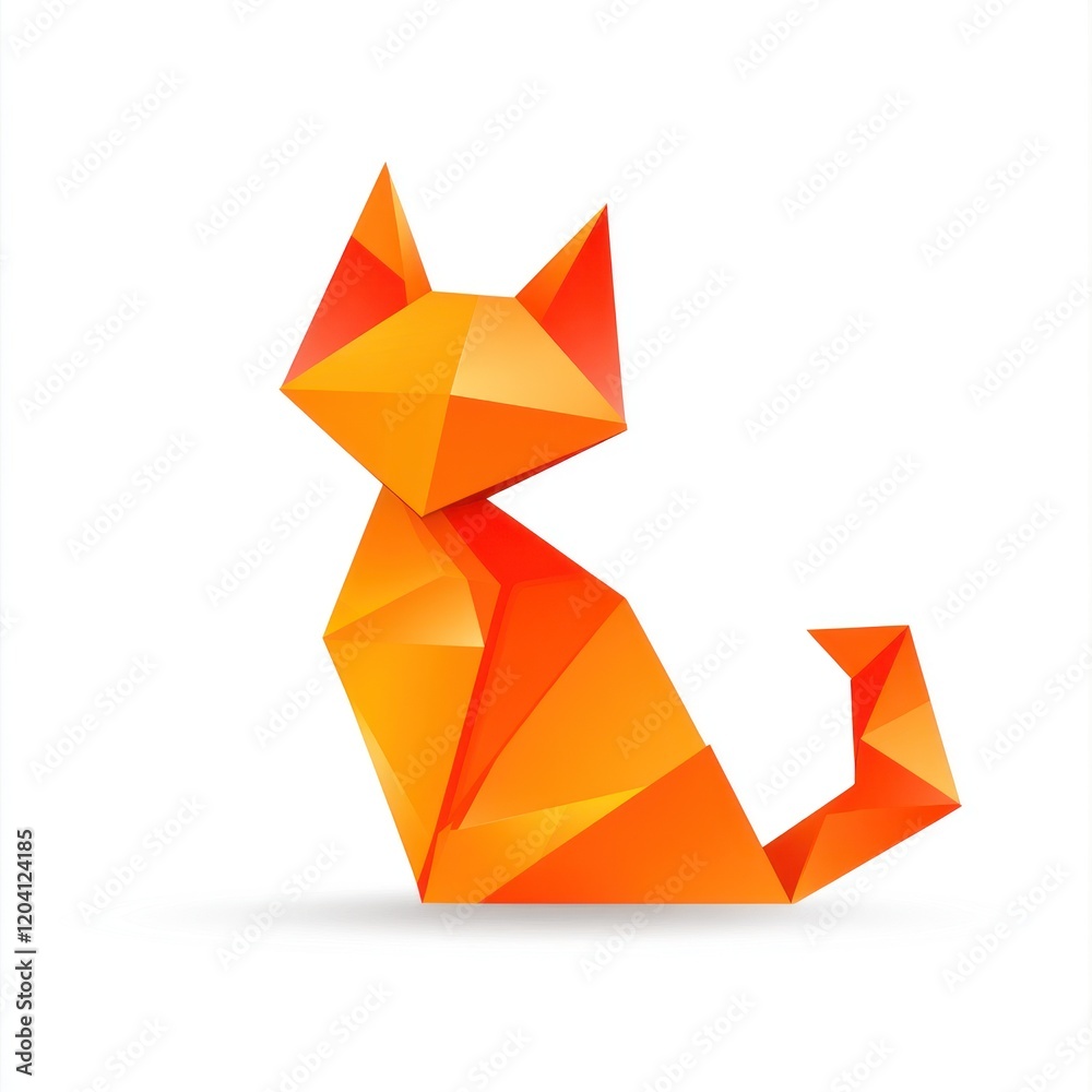 Abstract origami cat, graphic design, digital art, use for website, social media Abstract origami cat, graphic design, digital art, use for website, social media