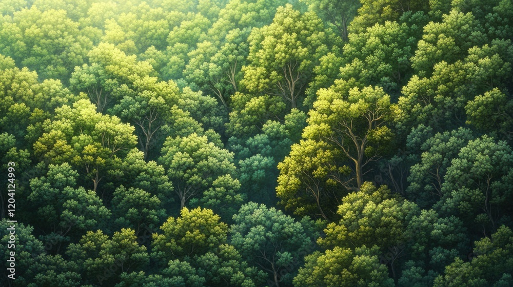 Lush dense forest canopy from above Lush dense forest canopy from above