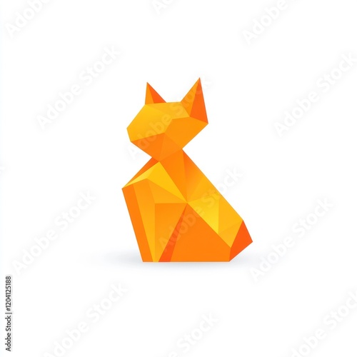 Abstract polygonal orange cat illustration photo